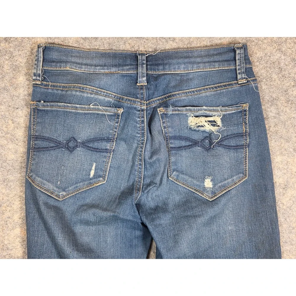 Y2K Mudd FLX Stretch Low Rise Skinny Jeans Medium Wash Distressed Denim Womens 5 - Picture 14 of 15